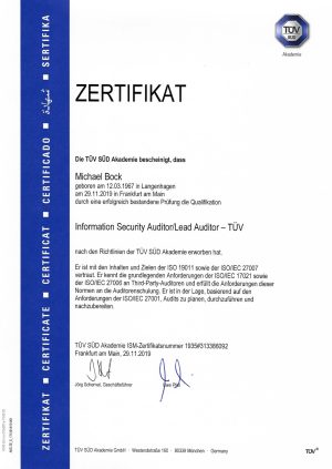 Auditor TÜV Süd Frankfurt